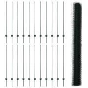 vidaXL Staketstolpar 11 st U-Kanal Grön 140 cm Stål, vidaXL Hexagonsta...