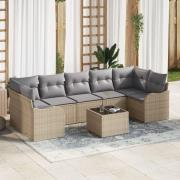 vidaXL 8-delat trädgårdssoffset med kuddar Beige Poly rotting, vidaXL ...