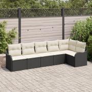 vidaXL 6-delat trädgårdsoffset med kuddar svart poly rattan, vidaXL 2-...