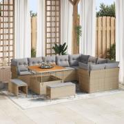 vidaXL 12-delars Trädgårdsofa Set med kuddar Beige Poly rotting Akacia...
