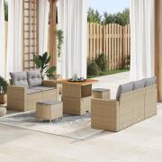 vidaXL 8 Delars trädgårdsoffset med dynor beige poly rattan akacia, vi...