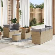 vidaXL 8-delat Trädgårdssoffset med kuddar Beige Konstrotting Akacia, ...