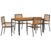 vidaXL 5-delat Trädgårdsmatsalsset Svart Poly Rattan Akacia, vidaXL St...