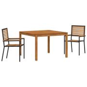 vidaXL 3-delars Trädgårdsmatsalsset Svart Polyester Rattan Akaciaträ, ...