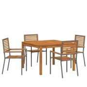 vidaXL 5-delars trädgårds matbord Grå Poly Rattan Akacia, vidaXL Stape...