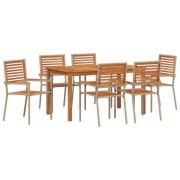 vidaXL 7 Delars Trädgårdsset för Matplats Beige Poly Rattan Akacia, vi...