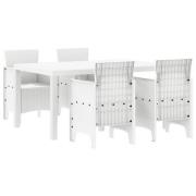vidaXL 5-delat Trädgårds matsalsset Vit Poly Rattan