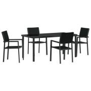 vidaXL 4-delars trädgårdsmöbelset i svart poly-rattan