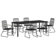 vidaXL 7-delars trädgårdsdining-set svart PVC-rattan