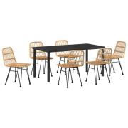 vidaXL 7-delars trädgårdsdining set Brunt poly Rattan