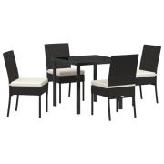 vidaXL 5-delat trädgårdsmöbelset svart poly rattan