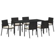 vidaXL 7-delat Trädgårds Matset Svart Poly Rattan