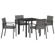 vidaXL 5-delat trädgårdsmöbelset Grå Poly Rattan