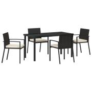 vidaXL 5-delat trädgårdsset svart poly-rattan