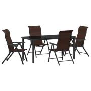 vidaXL 5-delat Trädgårdsdining Set Brun Poly Rattan