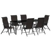 vidaXL 7-delat trädgårdsdining-set svart poly rattan