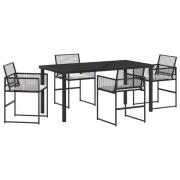 vidaXL 5-delat Trädgårdsset med Kuddar Svart Poly Rattan