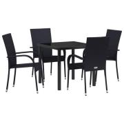vidaXL 5-delat Utemöbelset Svart Poly-rattan