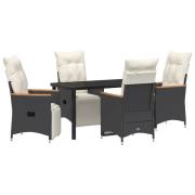 vidaXL 5-delat trädgårdsdining set med kuddar Svart Poly Rattan