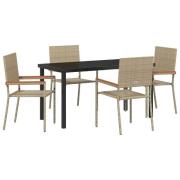 vidaXL 5-delars Trädgårdsmatsalsset Beige Poly Rattan