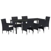 vidaXL 7-delat Trädgårdsdining Set Svart Poly Rattan