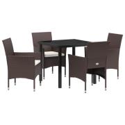 vidaXL 5-delat Trädgårdsmatsalset Brun Poly Rattan