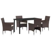 vidaXL 5-delat Trädgårds Matsalsset Brun Poly Rattan