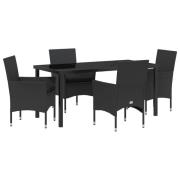 vidaXL 5-delat trädgårdsserveringsset med kuddar svart poly rattan, vi...