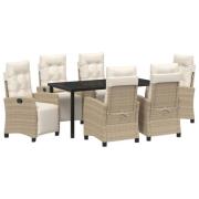 vidaXL 7-delat Trädgårdsdining set Beige Poly Rattan.