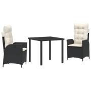 vidaXL Set med 2 Svart PE-rattan Medium Justerbara armstöd