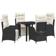 vidaXL 5-delat Trädgårdsdining Set Svart Poly Rattan