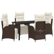 vidaXL 5-delat Trädgårdsdining Set Brun Poly Rattan