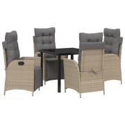 vidaXL 5-delat trädgårdsdining set beige poly rattan