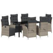 vidaXL 7-delat trädgårdsdining-set Ljusgrå Poly Rattan