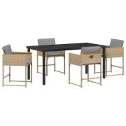 vidaXL 5-delat trädgårdsmöbelset med kuddar beige poly rotting, vidaXL...