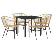 vidaXL 5-delat Trädgårdsset Brun Poly Rattan