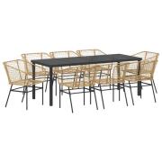 vidaXL 9-delars Trädgårdsset Brun Poly Rattan