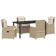 vidaXL 5-delat trädgårdsmatsalsset beige poly rattan, vidaXL trädgårds...