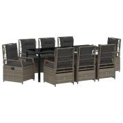 vidaXL 9 Delars Trädgårds Dining Set Grå Poly Rattan