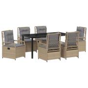 vidaXL 7-delad trädgårdsgrupp Beige Poly-rattan