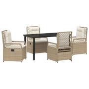 vidaXL Set med 5 trädgårdsmöbler i beige poly-rattan