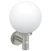 vidaXL Utomhusvägglampa med sensor silver rostfritt stål IP44