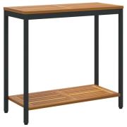 vidaXL Utomhusbord Naturligt&Svart 35x80x75 cm Massivt Trä och Stål