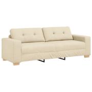 vidaXL 3-sitssoffa i krämfärgad tyg, 180 cm