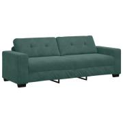 vidaXL 3-sits soffa mörkgrön 180 cm i sammet