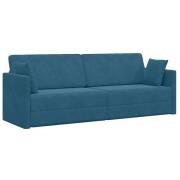 vidaXL Golvsoffa-säng 2-i-1 Blå 213x144x60 cm Sammet