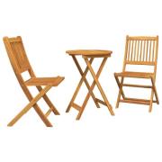 vidaXL 3-delars Trädgårdsbistro Set i Massivt Akaciaträ