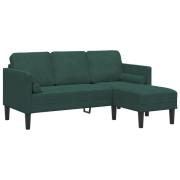 vidaXL 3-Soffa med Chaise L-formad Mörkgrön 160 cm Sammet
