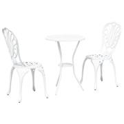 vidaXL 3-delars Trädgårds Bistro Set Vit Gjuten Aluminium