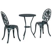 vidaXL 3-delars trädgårdsbistro set i grön gjuten aluminium